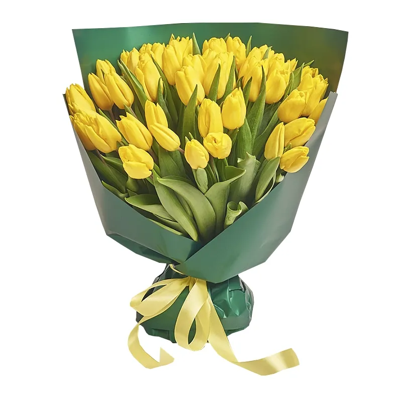 Букет из 51 тюльпана желтого цвета